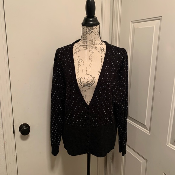 Lane Bryant polka dot black & white cardigan with buttons size 18 / 20 = 2X - Picture 5 of 11